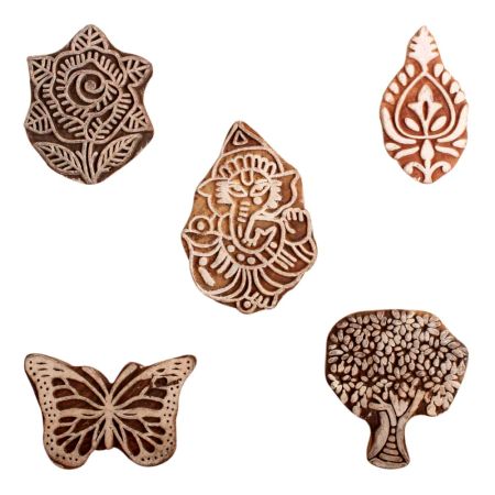 Set of 5 Piece New Mix Wooden Printing Block